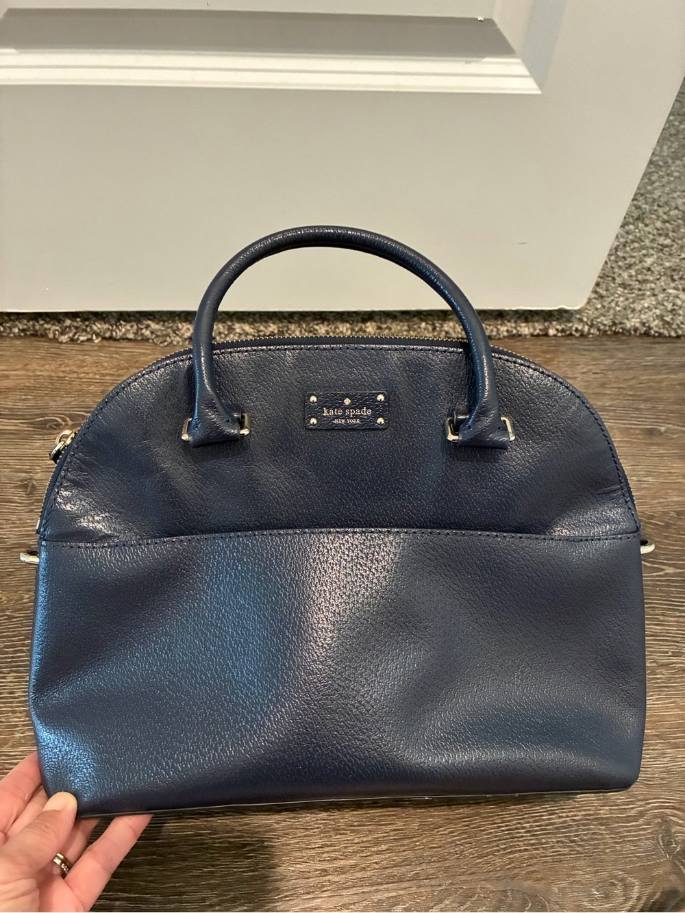 kate spade navy pebbled leather dome satchel